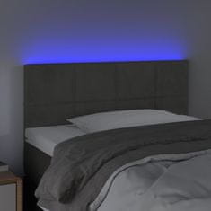 Vidaxl LED posteljno vzglavje temno sivo 100x5x78/88 cm žamet