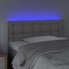 Vidaxl LED posteljno vzglavje sivo 90x5x78/88 cm umetno usnje