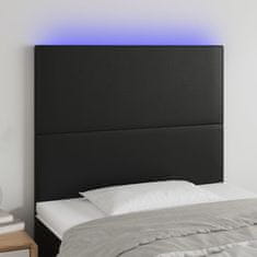 Vidaxl LED posteljno vzglavje črno 100x5x118/128 cm umetno usnje