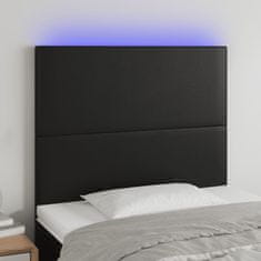 Vidaxl LED posteljno vzglavje črno 80x5x118/128 cm umetno usnje