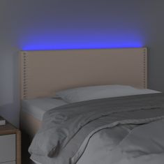 Vidaxl LED posteljno vzglavje kapučino 100x5x78/88 cm umetno usnje