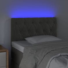 Vidaxl LED posteljno vzglavje temno sivo 80x7x78/88 cm žamet