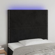 Vidaxl LED posteljno vzglavje črno 100x5x118/128 cm žamet