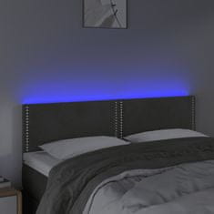 Vidaxl LED posteljno vzglavje temno sivo 144x5x78/88 cm žamet