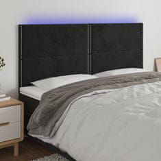 Vidaxl LED posteljno vzglavje črno 200x5x118/128 cm žamet