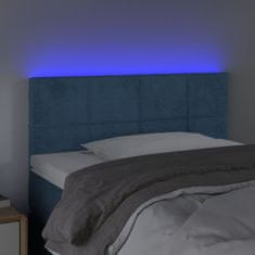 Vidaxl LED posteljno vzglavje temno modro 80x5x78/88 cm žamet