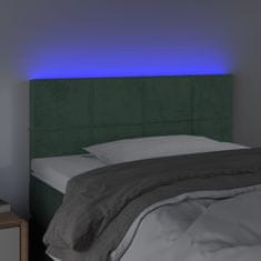 Vidaxl LED posteljno vzglavje temno zeleno 90x5x78/88 cm žamet