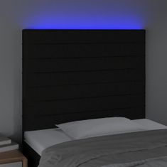 Vidaxl LED posteljno vzglavje črno 80x5x118/128 cm blago