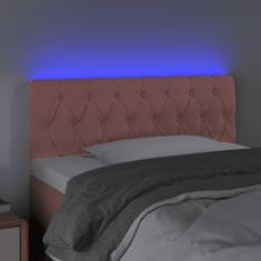 Vidaxl LED posteljno vzglavje roza 100x7x78/88 cm žamet