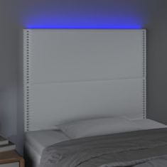 Vidaxl LED posteljno vzglavje belo 80x5x118/128 cm umetno usnje