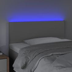 Vidaxl LED posteljno vzglavje sivo 100x5x78/88 cm umetno usnje