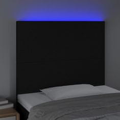 Vidaxl LED posteljno vzglavje črno 100x5x118/128 cm blago