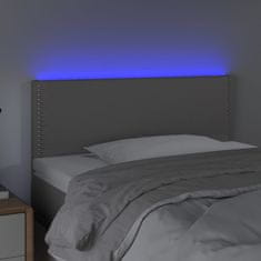 Vidaxl LED posteljno vzglavje sivo 80x5x78/88 cm umetno usnje