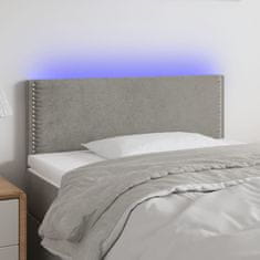 Vidaxl LED posteljno vzglavje svetlo sivo 100x5x78/88 cm žamet