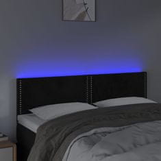 Vidaxl LED posteljno vzglavje črno 144x5x78/88 cm blago