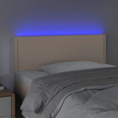 Vidaxl LED posteljno vzglavje kapučino 80x5x78/88 cm umetno usnje