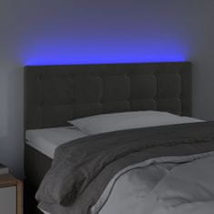 Vidaxl LED posteljno vzglavje temno sivo 100x5x78/88 cm žamet