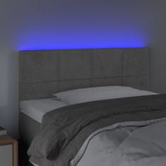 Vidaxl LED posteljno vzglavje svetlo sivo 100x5x78/88 cm žamet