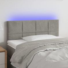 Vidaxl LED posteljno vzglavje svetlo sivo 100x5x78/88 cm žamet