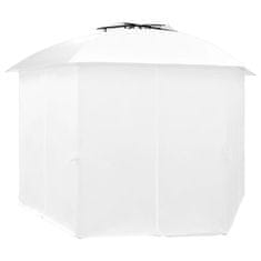 Vidaxl Vrtni šotor z zavesami 360x312x265 cm bel 180 g/m2