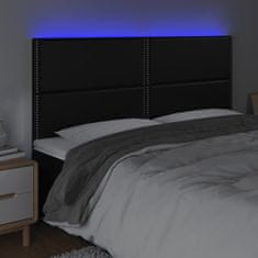 Vidaxl LED posteljno vzglavje črno 160x5x118/128 cm umetno usnje