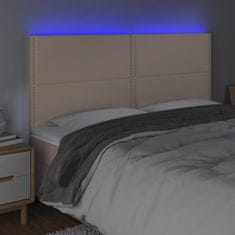 Vidaxl LED posteljno vzglavje kapučino 200x5x118/128 cm umetno usnje