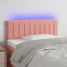 Vidaxl LED posteljno vzglavje roza 100x5x78/88 cm žamet