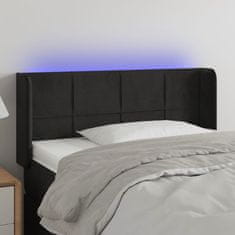 Vidaxl LED posteljno vzglavje črno 83x16x78/88 cm žamet