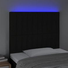 Vidaxl LED posteljno vzglavje črno 100x5x118/128 cm blago