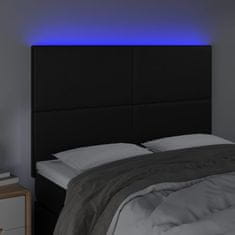 Vidaxl LED posteljno vzglavje črno 144x5x118/128 cm umetno usnje