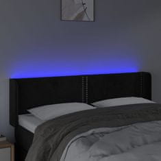 Vidaxl LED posteljno vzglavje črno 147x16x78/88 cm žamet