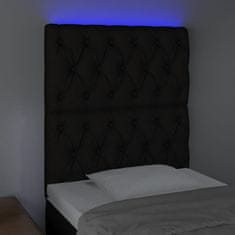 Vidaxl LED posteljno vzglavje črno 80x7x118/128 cm blago