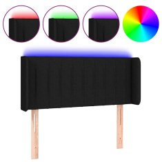 Vidaxl LED posteljno vzglavje črno 103x16x78/88 cm blago