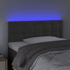 Vidaxl LED posteljno vzglavje temno sivo 80x5x78/88 cm žamet