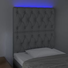 Vidaxl LED posteljno vzglavje svetlo sivo 80x7x118/128 cm blago
