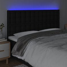 Vidaxl LED posteljno vzglavje črno 200x5x118/128 cm blago