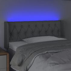 Vidaxl LED posteljno vzglavje svetlo sivo 93x16x78/88 cm blago