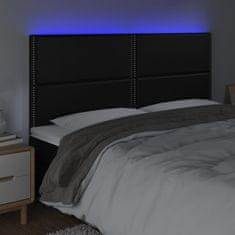 Vidaxl LED posteljno vzglavje črno 180x5x118/128 cm umetno usnje