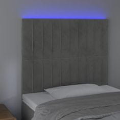 Vidaxl LED posteljno vzglavje svetlo sivo 80x5x118/128 cm žamet