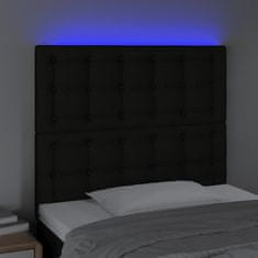 Vidaxl LED posteljno vzglavje črno 90x5x118/128 cm blago