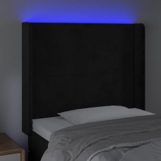 Vidaxl LED posteljno vzglavje črno 103x16x118/128 cm žamet