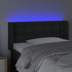 Vidaxl LED posteljno vzglavje črno 83x16x78/88 cm umetno usnje