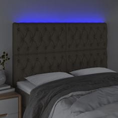 Vidaxl LED posteljno vzglavje taupe 144x7x118/128 cm blago