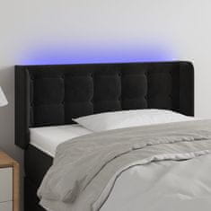 Vidaxl LED posteljno vzglavje črno 83x16x78/88 cm žamet