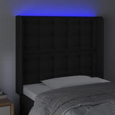 Vidaxl LED posteljno vzglavje črno 83x16x118/128 cm umetno usnje