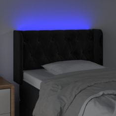 Vidaxl LED posteljno vzglavje črno 83x16x78/88 cm žamet