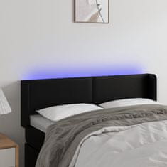 Vidaxl LED posteljno vzglavje črno 147x16x78/88 cm umetno usnje