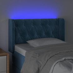 Vidaxl LED posteljno vzglavje temno modro 83x16x78/88 cm žamet