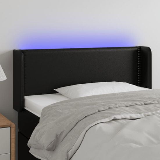 Vidaxl LED posteljno vzglavje črno 93x16x78/88 cm umetno usnje