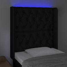 Vidaxl LED posteljno vzglavje črno 83x16x118/128 cm blago